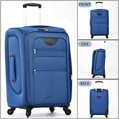 Merax Suitcase Set Softside 3-Piece Expandable Luggage with Travel Bag - color: Navy Blue(22/26/30/Bags)