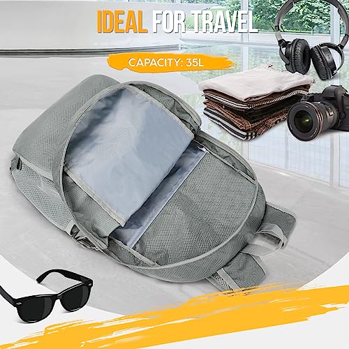 ZOMAKE Lightweight Packable Backpack 35L, Water Resistant Foldable Day Pack - color: C-silver Grey