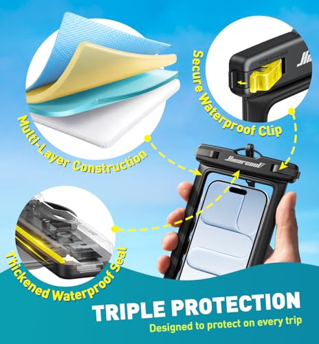 Hiearcool Waterproof Phone Pouch, Waterproof Phone Case, Black&Orange 2Pack - color: Black & Orange