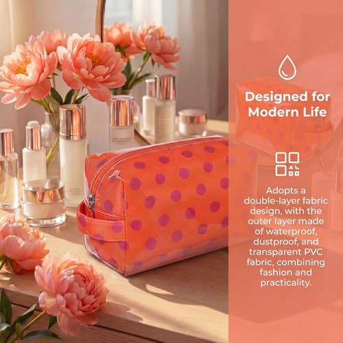 PVC Striped Clear Coated Waterproof Makeup Bag(05Orange) - color: 05Orange