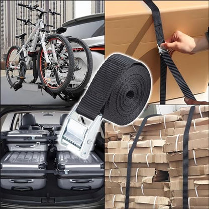 Cartman 1" x 12' Lashing Straps Cargo Tie-Down Strap Up to 600lbs, 6pk in Carry Bag, Black (Pack of 2) - color: Black, size: 6 PK (Pack of 2)