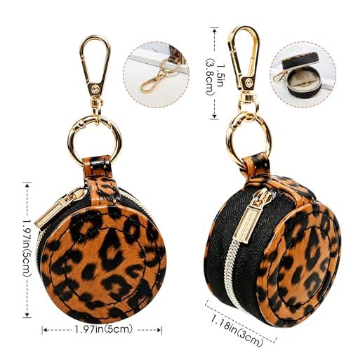 Portable Ring Keychain Holder - Brown leopard print Jewelry Holder - color: Brown leopard print
