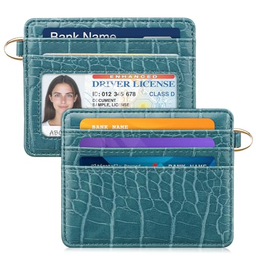 Slim Credit Card Holder Crocodile Wallet Women Thin Wallets - color: A Cadet Blue