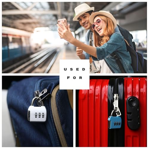 Small Combination Lock, 3 Digit Combo Luggage Locks, Travel Lock with Code, Small Padlocks for Suitcase, Backpack, Zipper, Bag, Tool Box, Diary, Mini Locker (Black+Blue, 2-Pack) - color: Black+Blue