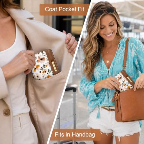 Coco Rossi Passport Holder for Travel Women Slim RFID Passport Cover Wallet - color: Fall Flower