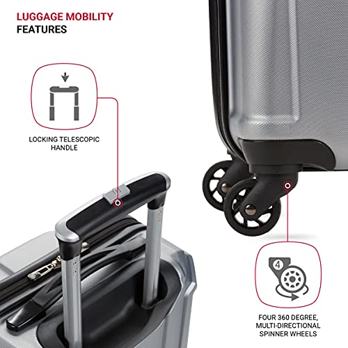 SwissGear 3750 Hardside Luggage with Spinner Wheels, Silver, 2-Piece Set (18.5/23) - size: 2-Piece Set (18.5/23)