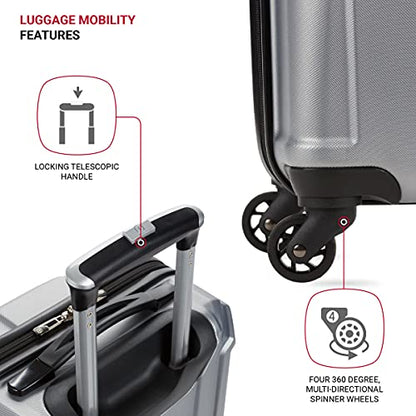 SwissGear 3750 Hardside Luggage with Spinner Wheels, Silver, 2-Piece Set (18.5/23) - size: 2-Piece Set (18.5/23)
