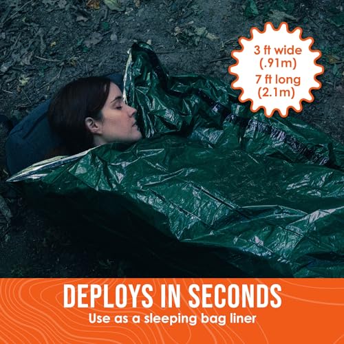 Go Time Gear Life Bivy Emergency Survival Sleeping Bag Thermal Bivy - Use as Emergency Bivy Sack, Survival Sleeping Bag, Mylar Emergency Blanket - color: Green, size: 1 Pack