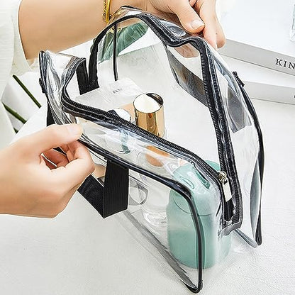 APREUTY 3 Pack Large Clear Makeup Bag, TSA Approved Toiletry Bag Set, Black - color: Black-3PCS (Large)