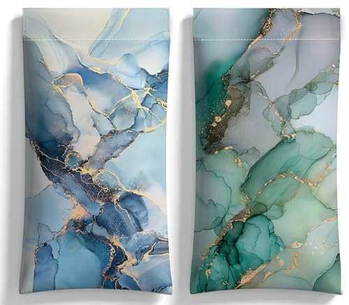 Eyeglasses Sunglasses Case PU Soft Squeeze Top Glasses Pouch for Women Floral Pattern Portable Anti Scratch - color: Blue Marble Veins