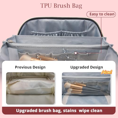 BOYATU Travel Makeup Bag Organizer: 3 Pcs Cosmetic Bag Set for Women Maroon - color: C-Diamond Grid-Maroon