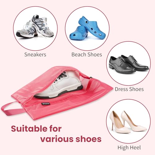 Bagail Shoe Bags for Travel,2 Set Shoe Bag for Storage in Closet,Transparent Shoe Packing Organizers with YKK Zipper (L 17"x10"x5", Coral 2pcs) | 17x10x5in,Fits Women’s US 5-12,Fits Men’s US 6-16,Visible Mesh,YKK Zipper,TPU Water Resistant Lining,Portable