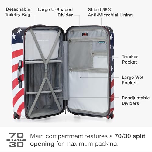 Traveler's Choice Maxporter II Polycarbonate Hardside Trunk with Spinner Wheels, American Flag, 31-Inch Large Trunk - color: American Flag, size: 31-inch Large Trunk