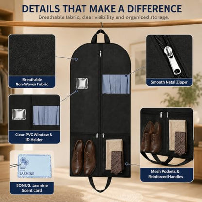 Mens Garment Bag Keeps Formalwear Organized with Suit Carrier for Travel - style: Garmentbag 43INCH 2 pack