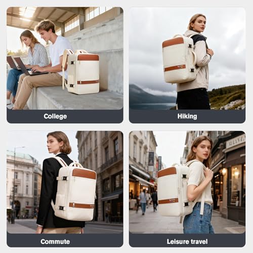 Exquisite Travel Laptop Backpack, Flight Approved Size Carry on Bag (25L) - color: Beige, size: L (7x11x16.8")