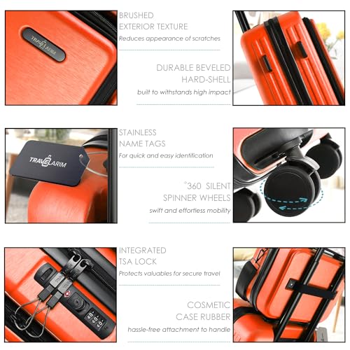TRAVELARIM 20 Inch Carry On Luggage 22x14x9 Airline Approved Suitcase - color: Orange, size: Carry-on 20 Inch