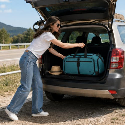 MIER Packable Travel Duffle Bag with Shoe Compartment, 50L, Teal - color: Teal, size: 50L