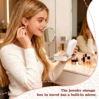 Travel Jewelry Case,Small Jewelry Box with Mirror,Gift for Girls Women - color: White-5pcs