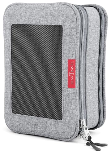 LeanTravel Premium Compression Packing Cubes for Travel - Suitcase Organizer Bags with Double Zipper & Breathable Mesh Panel - Space Saving Carry On Luggage Essentials (1 Large Bag, Grey) - color: Grey, size: Large