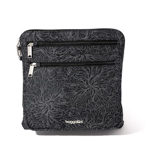 Baggallini Securtex Anti-Theft Large Crossbody - color: Midnight Blossom Print