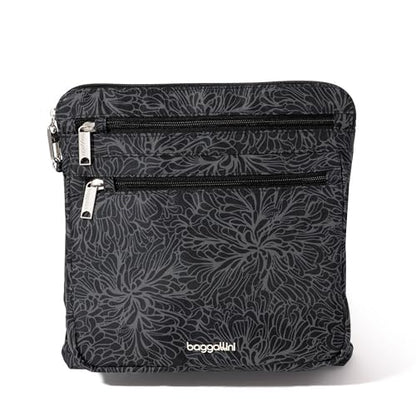 Baggallini Securtex Anti-Theft Large Crossbody - color: Midnight Blossom Print