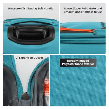 Suitcases w/Wheels 32 inch Luggage,Large Softside Suitcase - color: SkyBlue, size: Checked-Extra Large 32-Inch