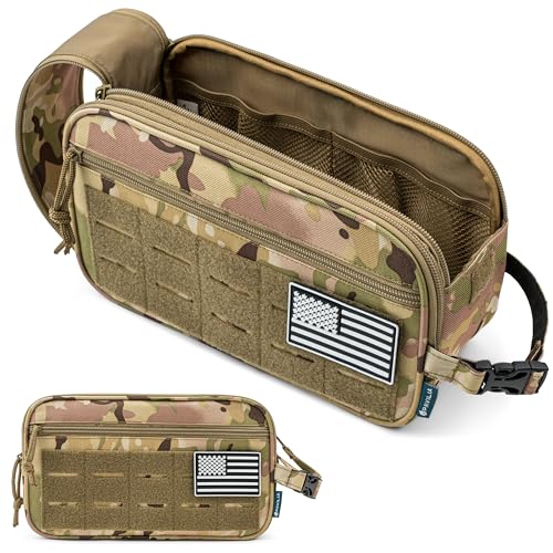 PAVILIA Tactical Toiletry Bag for Men, Water Resistant Molle Military, Camo - color: Camo, size: Large