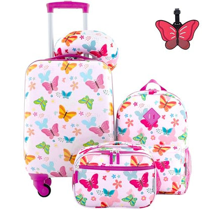 Travelers Club 5 Piece Kids' Luggage Set, Butterfly - color: Butterfly