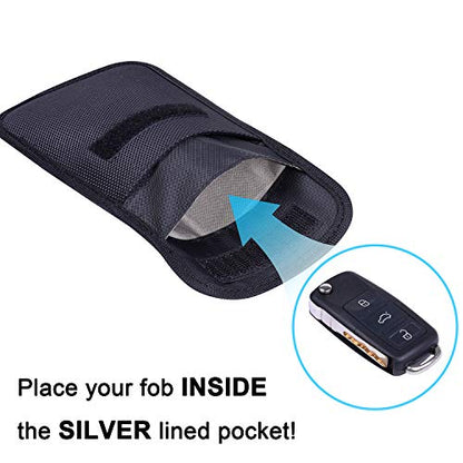Wisdompro Faraday Bag for Key Fob, WP4694 RFID Key Fob Protector - color: Black (2 Pack)