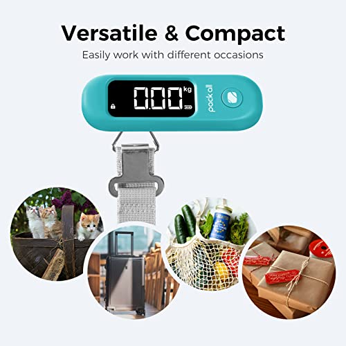 pack all Digital Luggage Scale for Travel, 110Lbs Capacity, 0.1Lb Precision - color: Malachite Blue