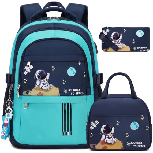 ACESAK Astronaut Backpack for Boys - Boy Backpack Schoolbag with Lunch Bag - color: Green