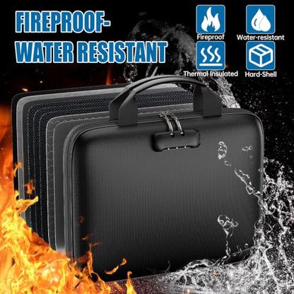 Fireproof Binder Organizer with 20 Pack Binder Pockets & Lock,Black