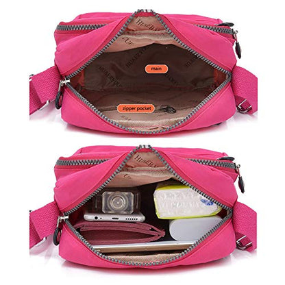 Casual Nylon Purse Handbag Crossbody Bag Waterproof Shoulder Bag for Women - color: Red