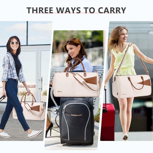 Joyrally Convertible Garment Duffle Bag for Women, 40L Carry-On, Beige - color: Beige