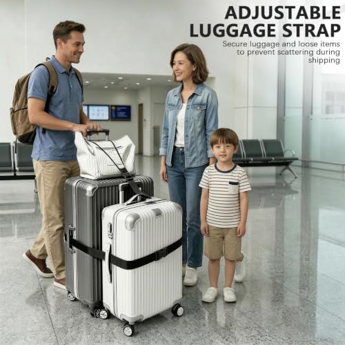 3-Pack Adjustable Luggage Connector Straps, Elastic Strap Set for Suitcase - color: 3-Black
