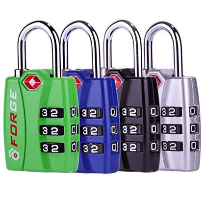 Forge TSA Approved Luggage Locks, Open Alert TSA Locks, 4 Colors #1, 4 Pack - color: All Colors 4PK #1