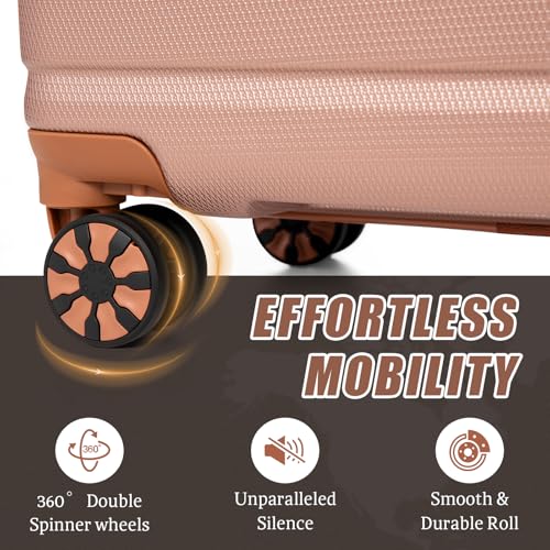 Cosbarn Luggage Sets 5 Piece, Hardshell Suitcases with Wheels, TSA Lock - color: RoseGold