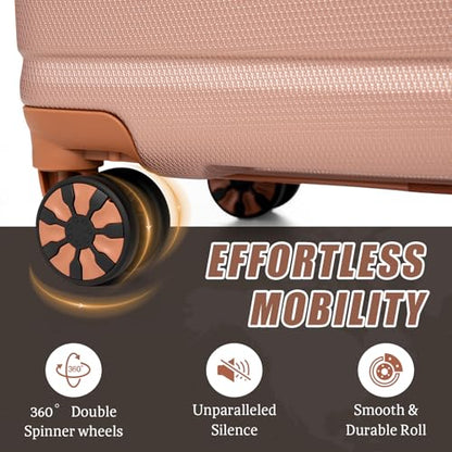 Cosbarn Luggage Sets 5 Piece, Hardshell Suitcases with Wheels, TSA Lock - color: RoseGold