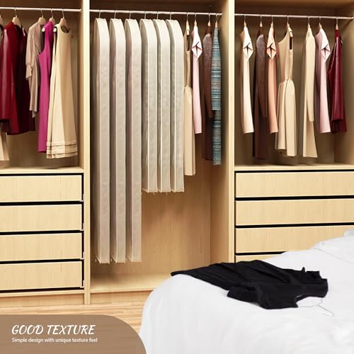 Univivi Garment Bag for Hanging Clothes and Travel, Beige, 43 Inch, 1 Pack - color: Beige, size: 24"X43"-1pcs (Garment Bag)