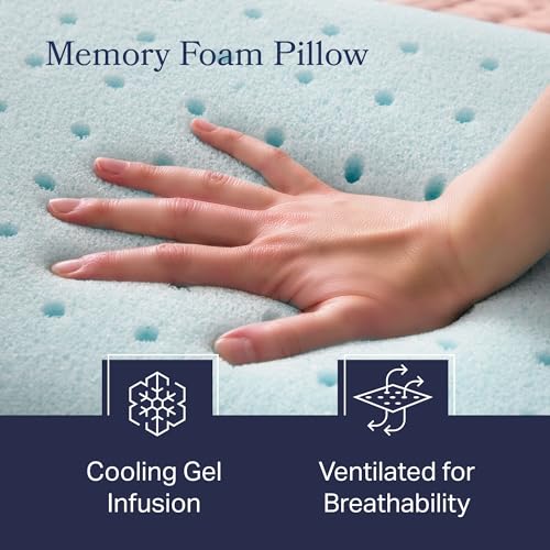 Weekender Cooling Gel Memory Foam Pillow for Sleeping – Standard Size, Ventilated Cooling Pillow for Side & Back Sleepers, Neck & Shoulder Support, Medium Firm, Washable Cover - size: Standard, style: 1 Pack