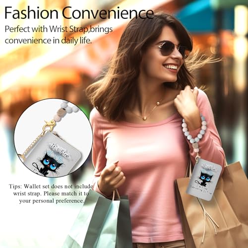 Yonlevres Credit Card Holder RFID Small Wallet Women Keychain Zipper - color: Cat