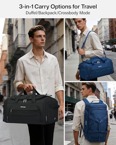 Hanke Gym Bag for Men Women, Expandable 45L-55L Large Capacity Travel Duffle Bag, 3-in-1 Weekender Backpack with Shoe Compartment & Wet Pocket, Durable Water-Resistant, Grey - color: Grey