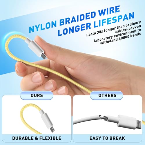 Rose Tattoo 3 in 2 USB C Charging Charger Cable Compatible with Apple Watch - color: Lemon Yellow