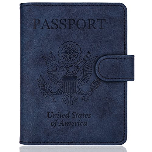 WALNEW Passport Holder for Travel, RFID Passport Wallet, Travel Essentials - color: Navy Blue