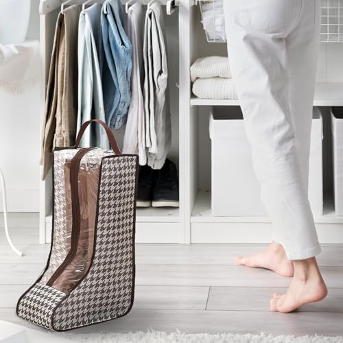 2 Pack Boot Storage Bag, Portable Dust Proof Boot Bags for Cowboy Boots - color: 2 Pack Houndstooth