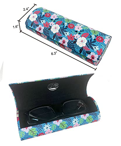 JAVOedge [3 PACK], Various Pattern Long Oval Hard Glasses Case Includes Microfiber Cleaning Cloth - color: Florals - Style F
