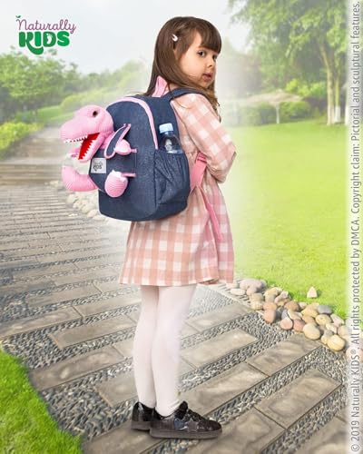 Naturally KIDS Toddler Backpack w. Plush Pink Dinosaur Toy, Gift 5-7 Medium - color: 02 Dinosaur Pink, size: Medium