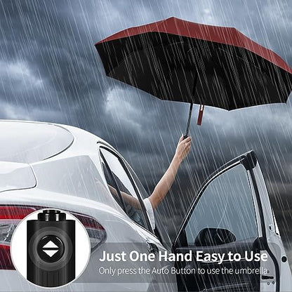 Yoobure Windproof Automatic Travel Umbrella, Compact Folding UV Sun & Rain - color: Auto-Burgundy Red