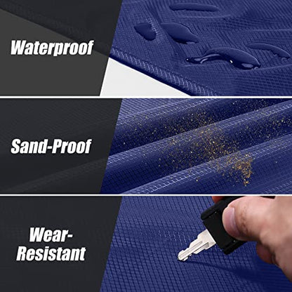 Odoland Sandproof Beach Blanket, Waterproof Portable Mat with Carry Pouch - color: Blue, size: 63" x 71"(2-4 People)