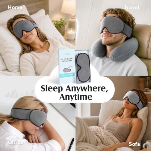 YFONG Sleep Mask for Side Sleeper Women Men, Soft Breathable Bamboo Viscose - color: Dark Gray